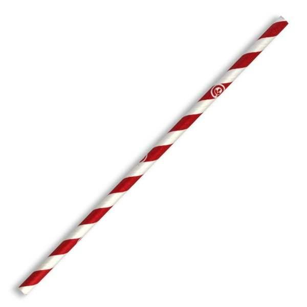 Paper Straws Regular BioStraw Red Stripe 6mm - BioPak