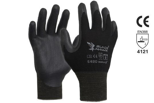 BLACK HAWK' Black Foam Nitrile, Black Polyamide Liner Size 11 - Esko