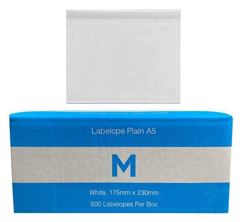 Adhesive Labelope Plain A5 - White, 175mm x 230mm - Matthews