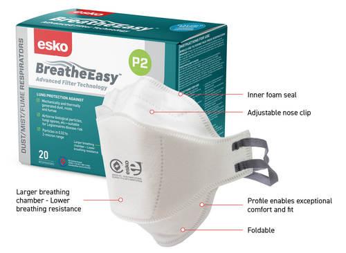 Breathe Easy P2 Flat Fold Non-Valved Mask - Esko