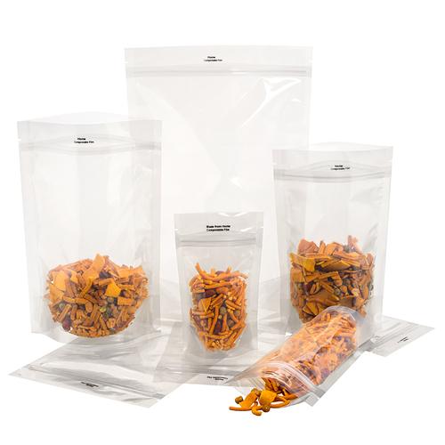 Standup Pouch Compostable Clear 150g 140x210x80mm