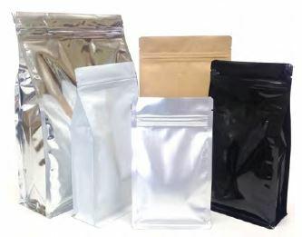 Flat Bottom with Zipper Food Pouch 500g Black Shiny 150x80x255mm Carton 500