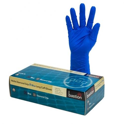 Nitrile Blue Diamond Grip 300mm Cuff Large - Bastion