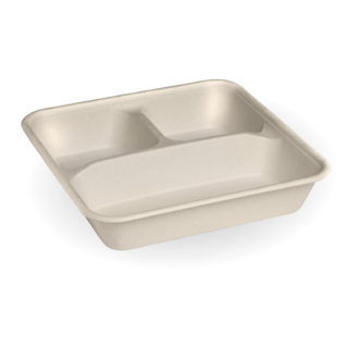 3-Compartment Natural Large BioCane Takeaway Base - BioPak