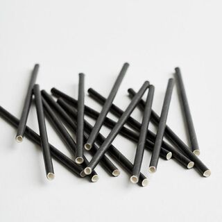Premium 3Ply Drinking Straws COCKTAIL PLAIN BLACK 135mm x 5mm - Epicure