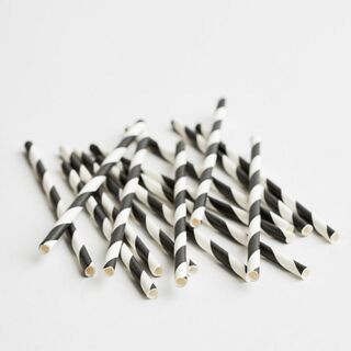 Premium 3Ply Drinking Straws COCKTAIL BLACK/WHITE STRIPE 135mm x 5mm - Epicure