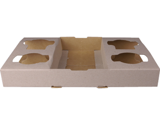 4 Cup Carry Tray,  Die-cut cardboard, Natural (suit 8 - 24oz Cups) - Castaway