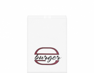 Greaseproof Bag, Printed 'Burger', White - Castaway