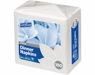 2 Ply Dinner Napkins, Quarter Fold, White - Castaway