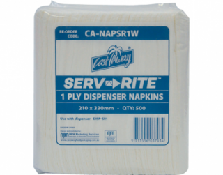 Serv-Rite' 1ply Dispenser Napkins, White - Castaway