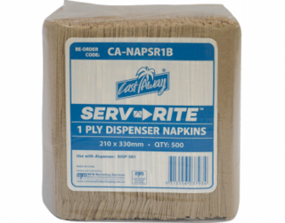 Serv-Rite' 1ply Dispenser Napkins, Brown - Castaway