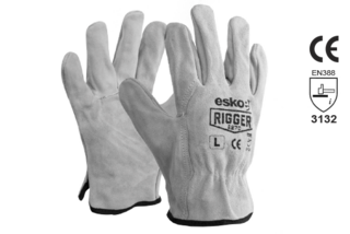 Leather Rigger Glove Premium Suede LARGE - Esko The Rigger