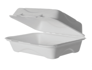 Sugarcane Clamshell, 9x6x3in, White - Detpak