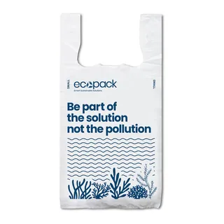 11L Small Recycled Plastic Bags with Handles(White) Carton 500 - Ecopack